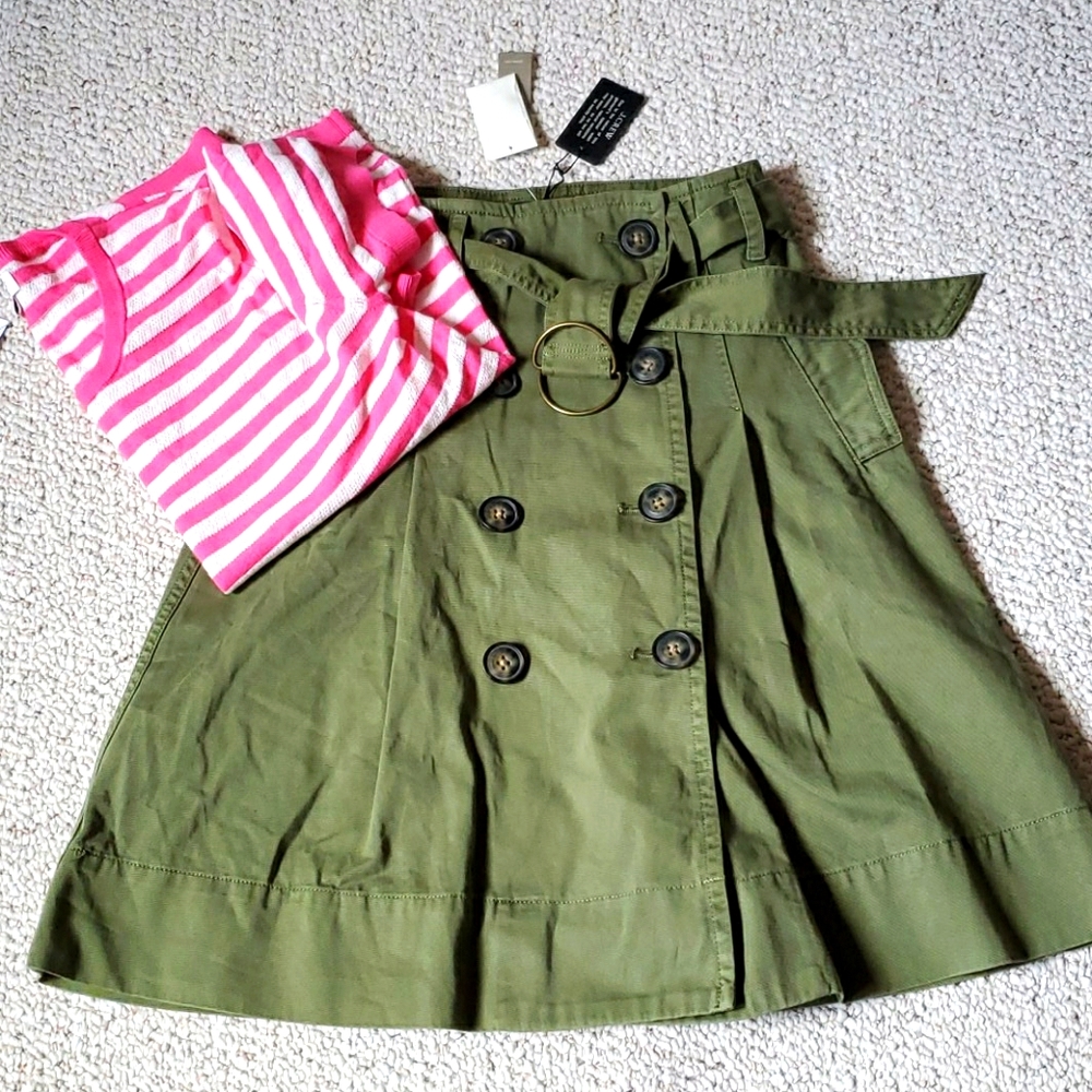 Jcrew Buttons Army Green Cargo Skirt SZ 0